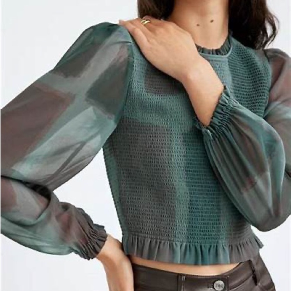Aritzia - Wilfred Tempest Blouse - NWOT - Green/Brown (SMALL/MEDIUM)